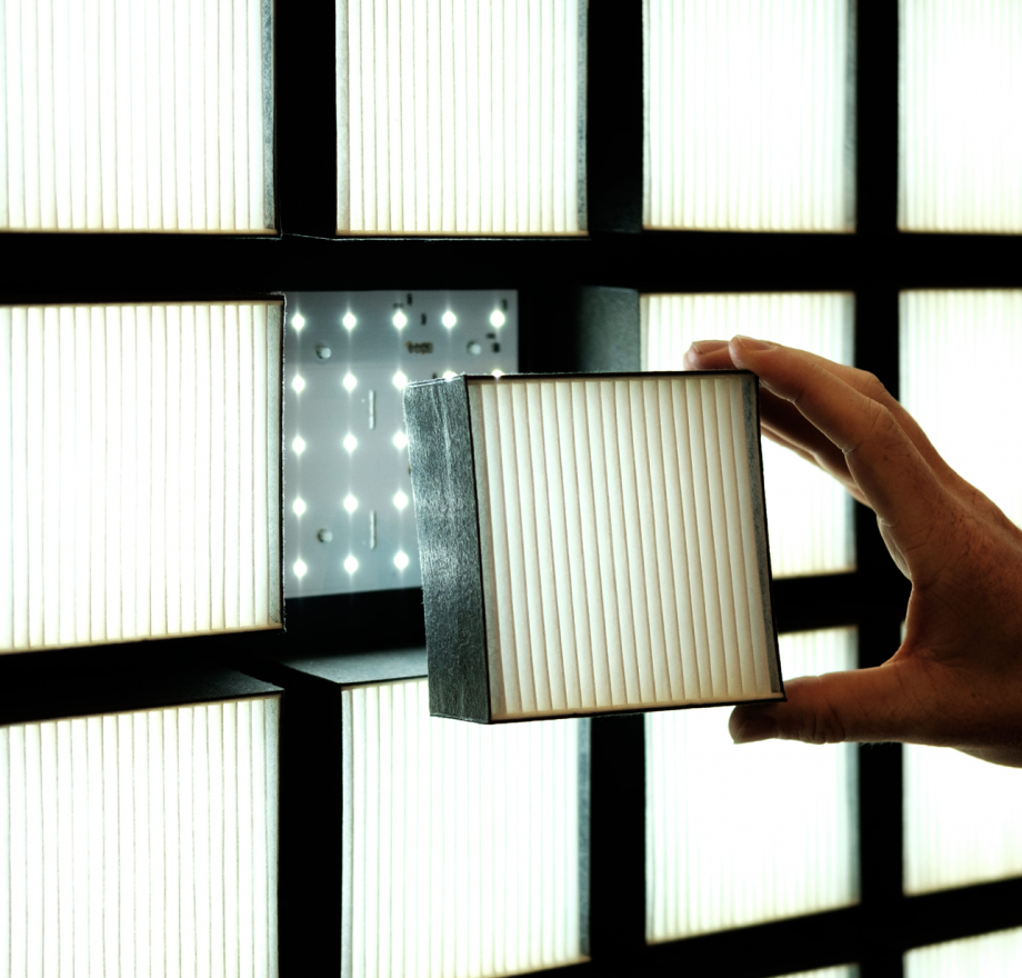 thegreeneyl ausstellung installation pixelwand led wand